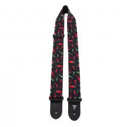 Perri's Leathers 2” Red Peppers Printed Fabric Guitar Strap