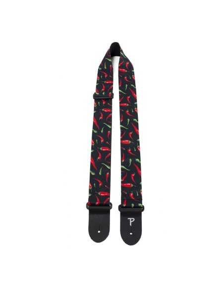 Perri's Leathers 2” Red Peppers Printed Fabric Guitar Strap