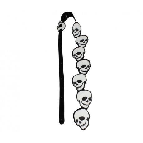 Perri's Leathers White and Black Leather Skulls Cut Out Guitar Strap