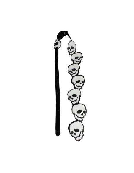Perri's Leathers White and Black Leather Skulls Cut Out Guitar Strap