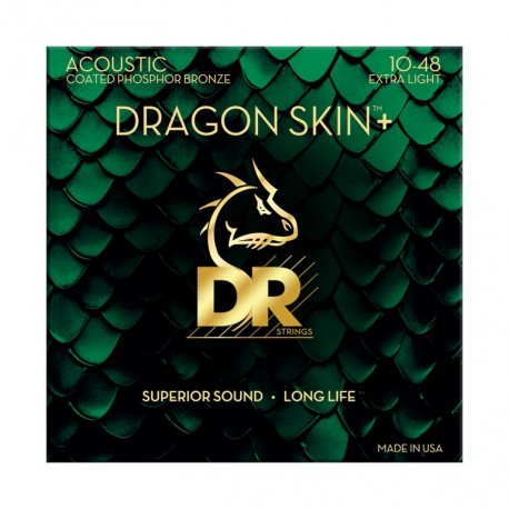 DR Dragon Skin+ Phosphor Bronze Acoustic Guitar Strings 10-48