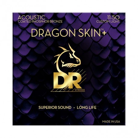 DR Dragon Skin+ Phosphor Bronze Acoustic Guitar Strings 11-50