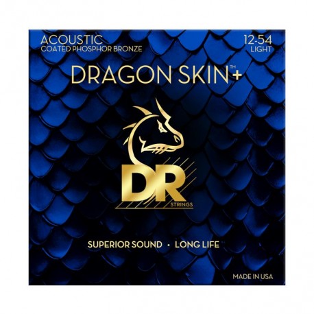 DR Dragon Skin+ Phosphor Bronze Acoustic Guitar Strings 12-54