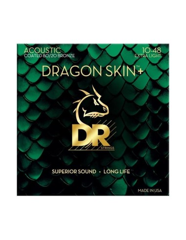 DR Dragon Skin+ 80/20 Acoustic Guitar Strings 10-48