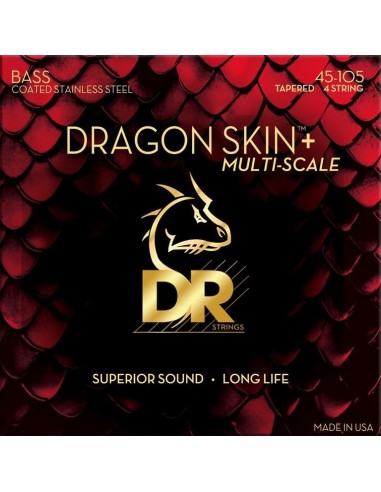 DR Dragon Skin+ Stainless Steel Bass Strings 45-105 Multi-Scale