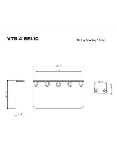 Gotoh VTB-4-RLC Aged Chrome Bass bridge