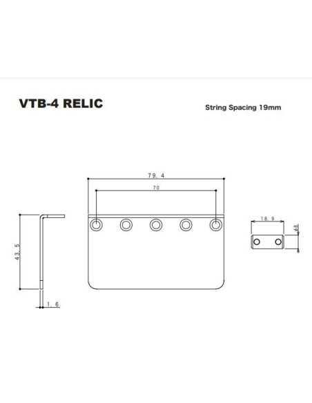 Gotoh VTB-4-RLC Aged Chrome Bass bridge