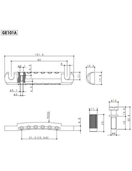 Gotoh GE101A-RLC Aged Nickel Stop tailpiece