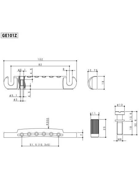 Gotoh GE101Z Black Stop tailpiece