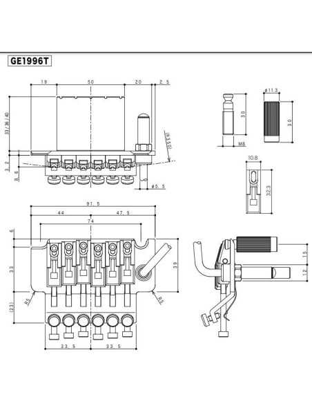 Gotoh GE1996T-40 Gold Locking tremolo unit