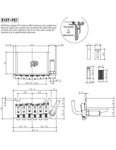 Gotoh 510TS-42-FE1 Chrome Tremolo unit