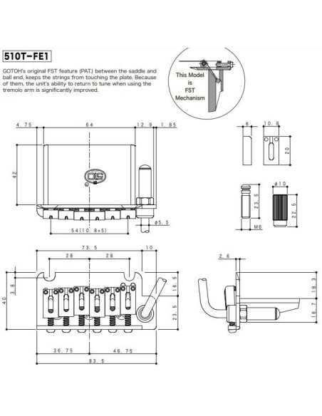 Gotoh 510TS-42-FE1 Chrome Tremolo unit