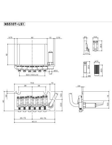 Gotoh NS510T-37-LS1 Black Tremolo unit