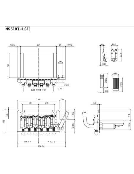 Gotoh NS510T-37-LS1 Black Tremolo unit