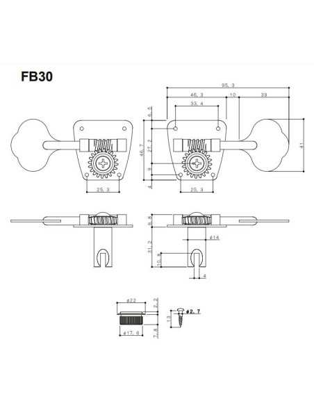 Gotoh FB30L Aged Nickel Machine heads