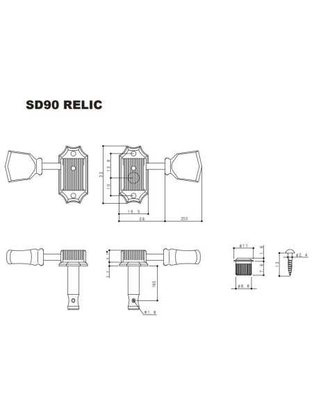 Gotoh SD90-SL-RLC Aged Nickel Machine heads
