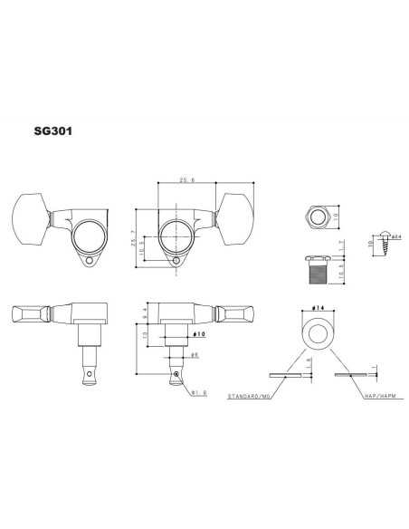 Gotoh SG301-20-MGT Chrome Machine heads