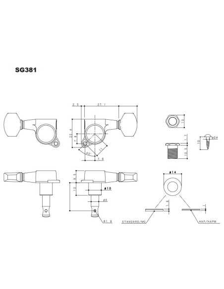 Gotoh SG381-07L-MGT Black Machine heads
