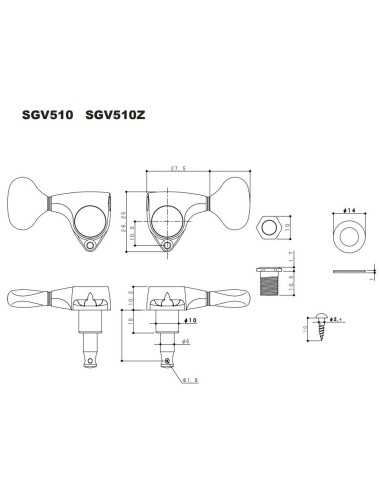 Gotoh SGV510Z-L5 Chrome Satin Machine heads