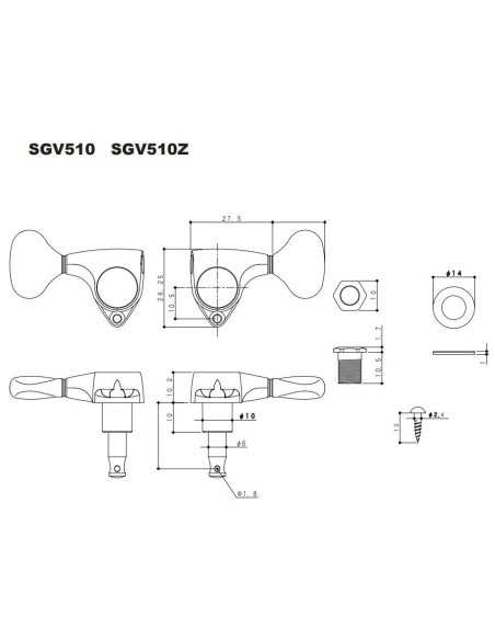 Gotoh SGV510Z-L5 Chrome Satin Machine heads