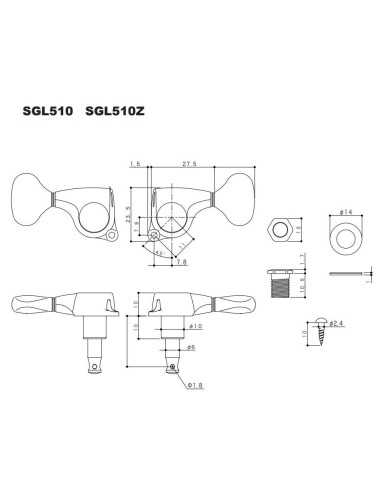 Gotoh SGL510Z-L5 Chrome Satin Machine heads