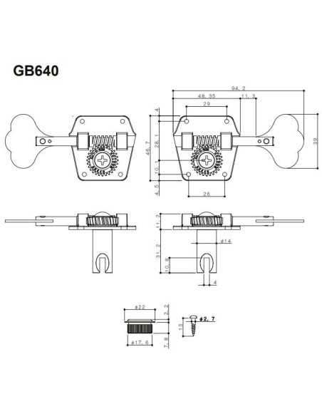 Gotoh GB640L Gold Machine heads