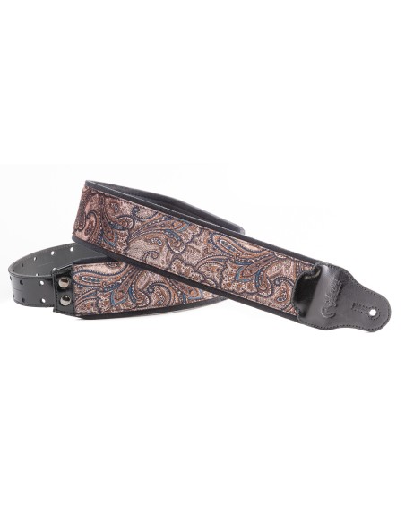 RightOn Straps Paisley Velvet-70 Brown Wide Guitar Strap
