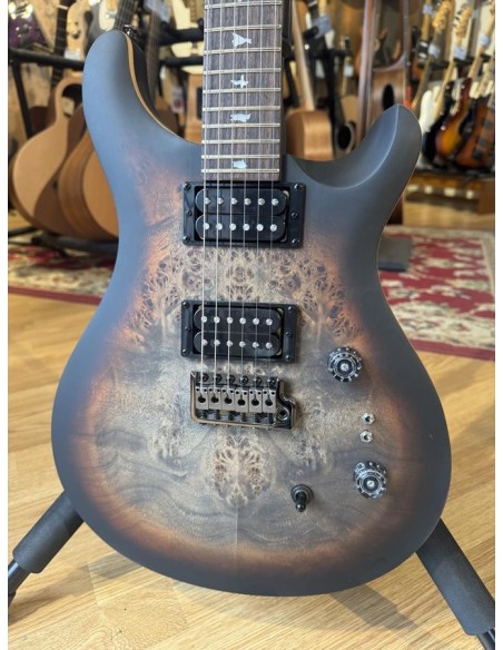 PRS SE Exotic Custom 24-08 Poplar Burl Charcoal Cherry Midnight Burst