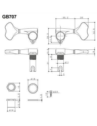 Gotoh GB707-4 Chrome Machine heads