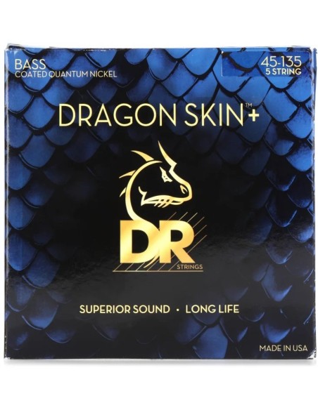 DR Dragon Skin+ Quantum Nickel 5-String Bass Strings 45-135
