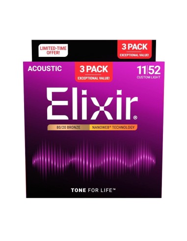 Elixir Bronze Bonus Pack Nanoweb Custom-Light