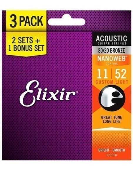 Elixir Bronze Bonus Pack Nanoweb Custom-Light