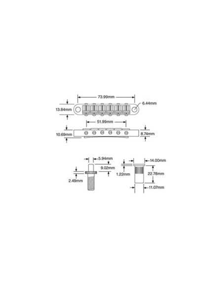TonePros T3BT Tune-o-matic Bridge Chrome