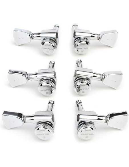 Ratio Locking Machine Heads PRL-8341-C0 - Electric, 3+3, Vintage Button, 2-Pin - Chrome